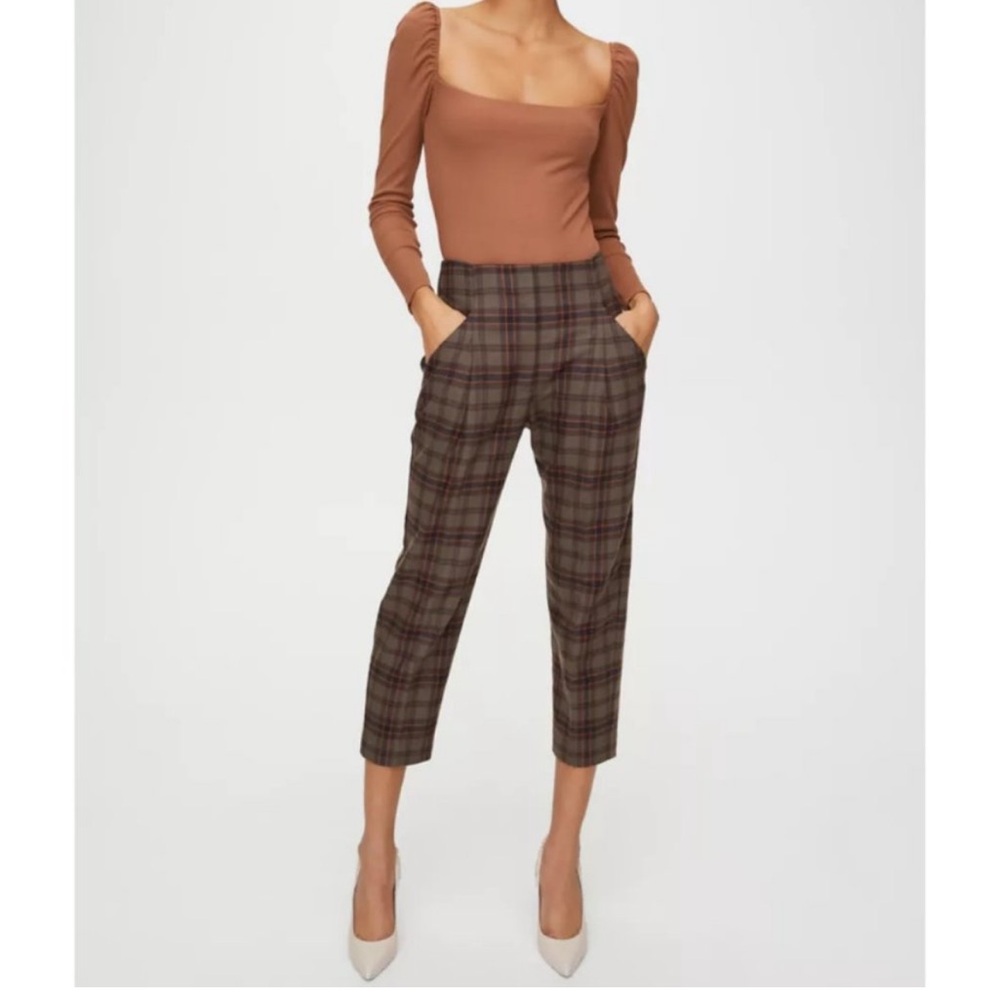 Wilfred Chambéry Pant Cropped Pleated Plaid Pants Size 8